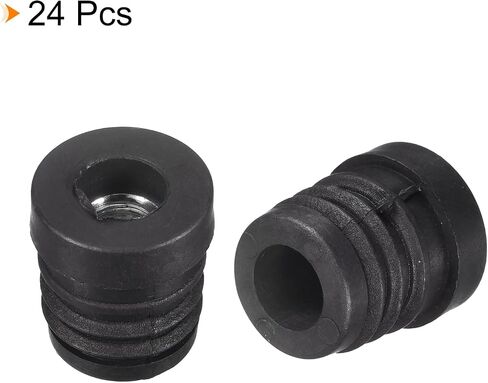 uxcell 4Pcs Plastic Threaded Tube Inserts with M8 Thread, for 19mm/0.75" OD Round Tube, Adjustable Round Black Plastic Plug Caster Insert Chair End Caps Furniture Leg Plug in Saudi Arabia