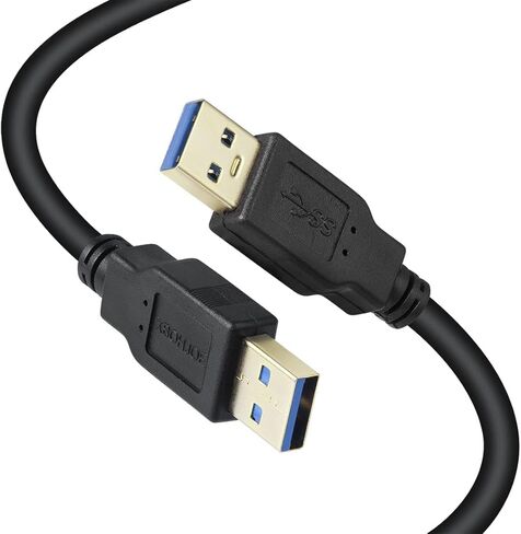 كابل USB 3.0 ذكر إلى ذكر بطول 10 أقدام USB إلى كابل USB من النوع A ذكر إلى سلك ذكر 5 جيجابت في الثانية مزدوج USB إلى USB كابل متوافق مع مروحة تبريد القرص الصلب/مشغل أقراص DVD والمزيد (أسود، 10 أقدام) in Kuwait