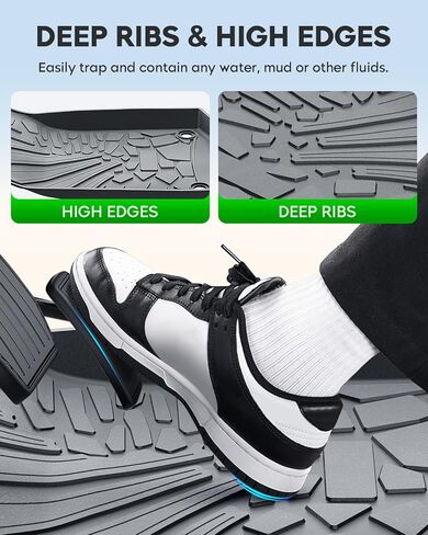 سجادات أرضية مناسبة لسيارة Jeep Gladiator 2020 2021 2022 2023 2024، بطانات أرضية TPE مناسبة لجميع الأحوال الجوية، سجادات سيارة للصف الأمامي والثاني (أسود، مجموعة من 3) in Kuwait