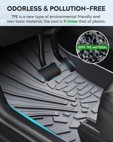 سجادات أرضية مناسبة لسيارة Jeep Gladiator 2020 2021 2022 2023 2024، بطانات أرضية TPE مناسبة لجميع الأحوال الجوية، سجادات سيارة للصف الأمامي والثاني (أسود، مجموعة من 3) in Kuwait