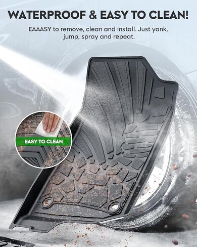 سجادات أرضية مناسبة لسيارة Jeep Gladiator 2020 2021 2022 2023 2024، بطانات أرضية TPE مناسبة لجميع الأحوال الجوية، سجادات سيارة للصف الأمامي والثاني (أسود، مجموعة من 3) in Kuwait