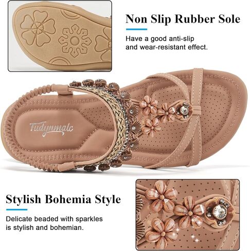 FUDYNMALC Womens Sandals Flat Shoes: Casual Summer Dressy Sandals Women Gladiator Comfortable Walking Flats Sandal in Kuwait