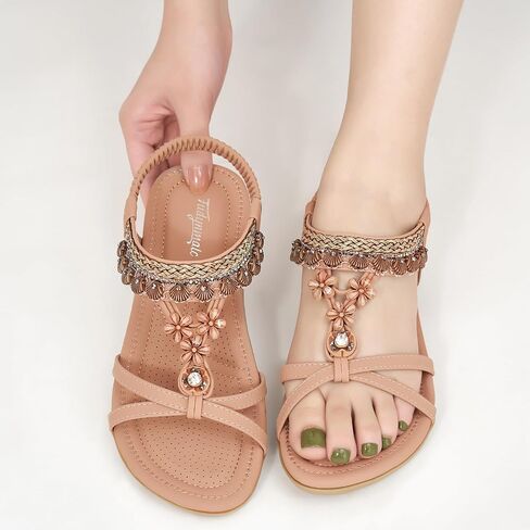 FUDYNMALC Womens Sandals Flat Shoes: Casual Summer Dressy Sandals Women Gladiator Comfortable Walking Flats Sandal in Kuwait