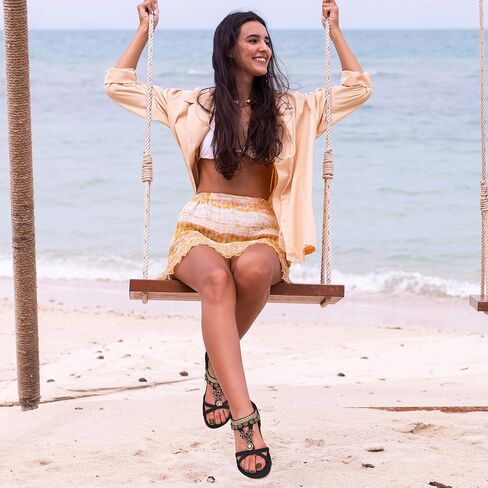 FUDYNMALC Womens Sandals Flat Shoes: Casual Summer Dressy Sandals Women Gladiator Comfortable Walking Flats Sandal in Kuwait