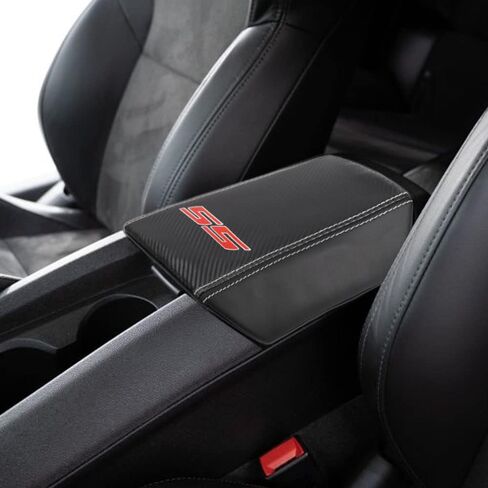 BOYOUS Armrest Cover Center Console Pad Full Protection Console Leather Arm Rest Interior Accessories Fit for Chevrolet Camaro 2010-2015-Black Stitches in Saudi Arabia