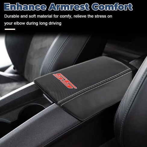 BOYOUS Armrest Cover Center Console Pad Full Protection Console Leather Arm Rest Interior Accessories Fit for Chevrolet Camaro 2010-2015-Black Stitches in Saudi Arabia