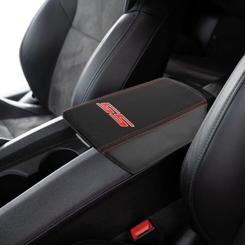 BOYOUS Armrest Cover Center Console Pad Full Protection Console Leather Arm Rest Interior Accessories Fit for Chevrolet Camaro 2010-2015-Black Stitches in Saudi Arabia