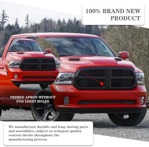 CarPartsDepot Black Frame Honeycomb Mesh Style Front Upper Grille Grill Fit For 1994-2002 Dodge Ram 1500 2500 3500 Pickup Truck, CH1200188 5EZ51RX8 in Saudi Arabia