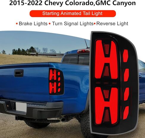 مصابيح خلفية LED كاملة لـ 2015-2022 Chevy Colorado، GMC Canyon تبدأ مجموعة الإضاءة الخلفية المتحركة، إشارة الانعطاف الديناميكية، ضوء الفرامل، الضوء العكسي المدخن in Kuwait