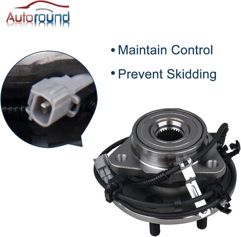 Autoround 515008+515009 Front Left/Right Wheel Hub and Bearing Assembly Replacement for 1997-2004 Dodge Dakota/ 1998-2003 Durango 4WD 6 Lugs w/ABS in Saudi Arabia