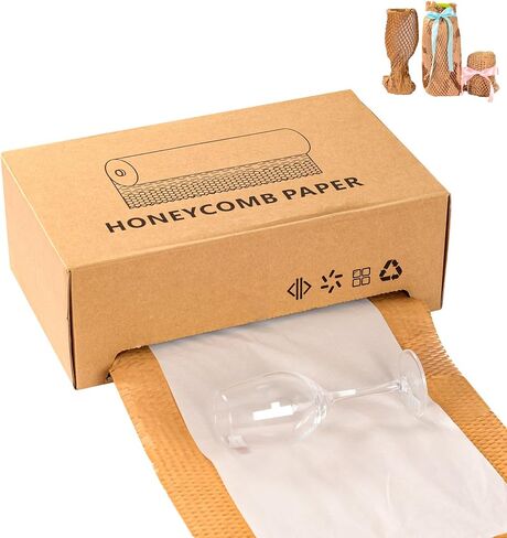 15"x328' Honeycomb Packing Paper, 100% Recyclable Honeycomb Cushioning Wrap Roll for Safe Moving Shipping Packaging in a Self-Dispensed Box. in Saudi Arabia