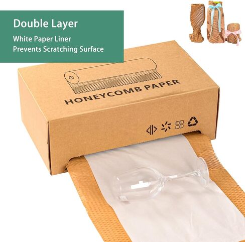 15"x328' Honeycomb Packing Paper, 100% Recyclable Honeycomb Cushioning Wrap Roll for Safe Moving Shipping Packaging in a Self-Dispensed Box. in Saudi Arabia