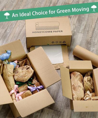 15"x328' Honeycomb Packing Paper, 100% Recyclable Honeycomb Cushioning Wrap Roll for Safe Moving Shipping Packaging in a Self-Dispensed Box. in Saudi Arabia