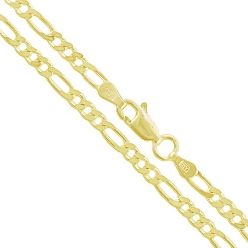 Sterling Silver Flat Figaro Chain 1mm-4.5mm Solid 925 Italy Link Women's Men's Necklace in Saudi Arabia