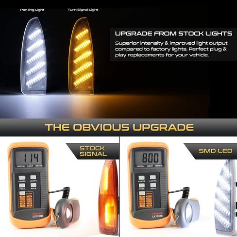 VIPMOTOZ Switchback Full White & Amber LED Side Marker Light Lamp Assembly Replacement Pair For 2003-2007 Ford F250 F350 Super Duty Pickup Truck Towing Mirror in Saudi Arabia