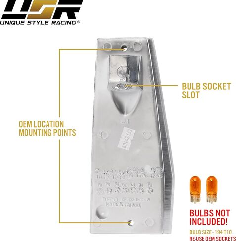 USR 84-96 مصباح زاوية شيروكي - مصابيح زاوية أمامية شفافة (يسار + يمين) - متوافق مع سيارة جيب شيروكي XJ SUV موديل 1984-1996 - جميع الموديلات/الزخارف (زوايا العدسات الشفافة) in Kuwait