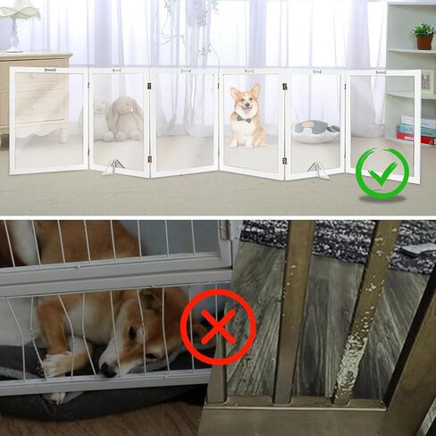 Clear Acrylic Dog Gate, Freestanding Foldable Wooden Dog Gate Dog Fence 4 Panel Pet Gates Stairs, Hallways, or Doorways, Extra Wide Dog Gate 30 inch Height with 2PCS Support Feet, White in Saudi Arabia