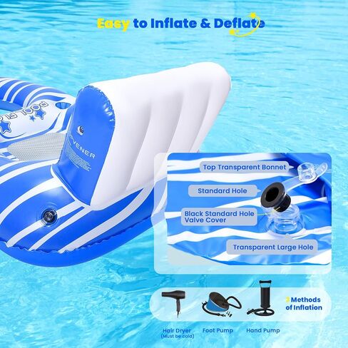 Inflatable Pool Float Lounger Adults with 2 Cup Holders, Backrest & Footrest, Pool Floaties raft for Swimming Lake River Beach Floats, Water Floaty Adults Teens in Saudi Arabia