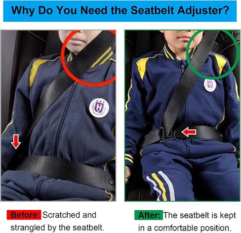 QBUC Car Seatbelt Adjuster Metal Seat Belt Clips Universal Seatbelt Buckle Suitable for Adult Kid Pregnant Fat People Comfortable Seat Belt Positioner 2Pcs (Black) in Saudi Arabia