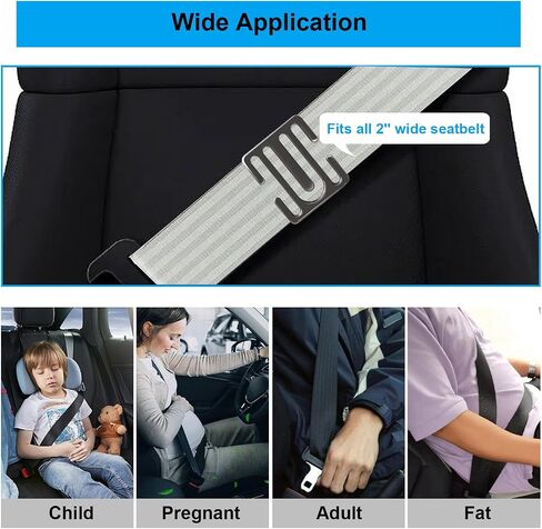 QBUC Car Seatbelt Adjuster Metal Seat Belt Clips Universal Seatbelt Buckle Suitable for Adult Kid Pregnant Fat People Comfortable Seat Belt Positioner 2Pcs (Black) in Saudi Arabia