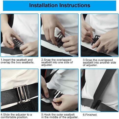 QBUC Car Seatbelt Adjuster Metal Seat Belt Clips Universal Seatbelt Buckle Suitable for Adult Kid Pregnant Fat People Comfortable Seat Belt Positioner 2Pcs (Black) in Saudi Arabia