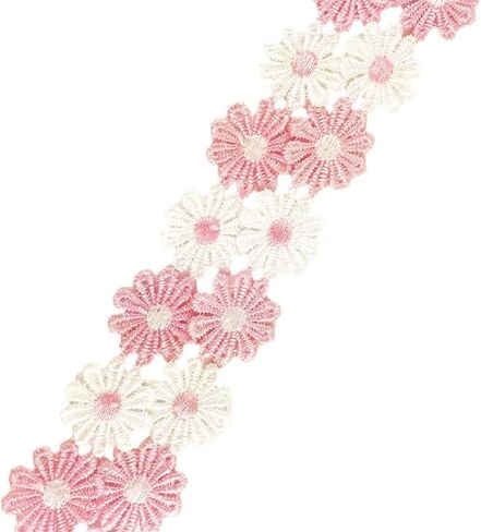 MMvolesy 2 Yards 25mm Colorful Daisy Flower Lace Trim Knitting Wedding Embroidered DIY Handmade Patchwork Ribbon Sewing Supplies Crafts in Saudi Arabia
