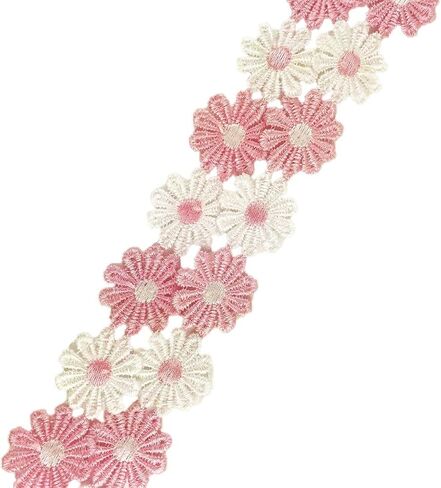MMvolesy 2 Yards 25mm Colorful Daisy Flower Lace Trim Knitting Wedding Embroidered DIY Handmade Patchwork Ribbon Sewing Supplies Crafts in Saudi Arabia