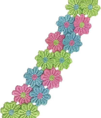 MMvolesy 2 Yards 25mm Colorful Daisy Flower Lace Trim Knitting Wedding Embroidered DIY Handmade Patchwork Ribbon Sewing Supplies Crafts in Saudi Arabia