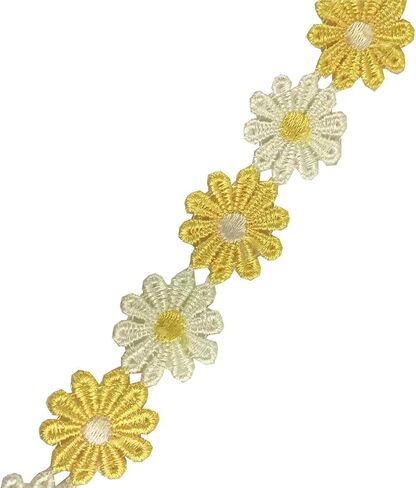 MMvolesy 2 Yards 25mm Colorful Daisy Flower Lace Trim Knitting Wedding Embroidered DIY Handmade Patchwork Ribbon Sewing Supplies Crafts in Saudi Arabia