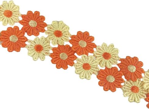 MMvolesy 2 Yards 25mm Colorful Daisy Flower Lace Trim Knitting Wedding Embroidered DIY Handmade Patchwork Ribbon Sewing Supplies Crafts in Saudi Arabia