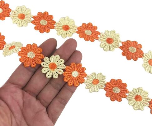 MMvolesy 2 Yards 25mm Colorful Daisy Flower Lace Trim Knitting Wedding Embroidered DIY Handmade Patchwork Ribbon Sewing Supplies Crafts in Saudi Arabia
