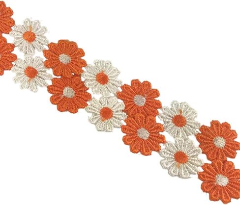 MMvolesy 2 Yards 25mm Colorful Daisy Flower Lace Trim Knitting Wedding Embroidered DIY Handmade Patchwork Ribbon Sewing Supplies Crafts in Saudi Arabia