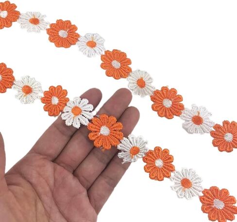 MMvolesy 2 Yards 25mm Colorful Daisy Flower Lace Trim Knitting Wedding Embroidered DIY Handmade Patchwork Ribbon Sewing Supplies Crafts in Saudi Arabia