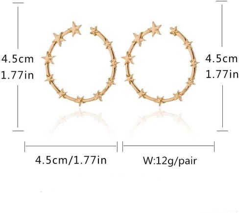 Star Hoop Earrings for Women 18K Gold Plated Silver Pentagram Shooting Lucky Star Earrings for Girls Party Jewelry in Saudi Arabia
