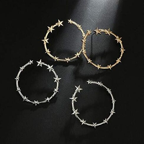 Star Hoop Earrings for Women 18K Gold Plated Silver Pentagram Shooting Lucky Star Earrings for Girls Party Jewelry in Saudi Arabia