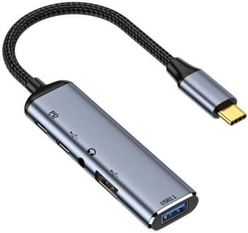 محول محور USB-C من النوع C إلى USB3.1 5 في 1، من النوع C ذكر إلى usb2.0+Type-c2.0+PD منفذ شحن سريع 100 وات + محول منفذ سماعة أذن 3.5 مم للكمبيوتر اللوحي والهاتف والكمبيوتر المحمول (محول من النوع C إلى USB3.1 5 في 1) in Saudi Arabia