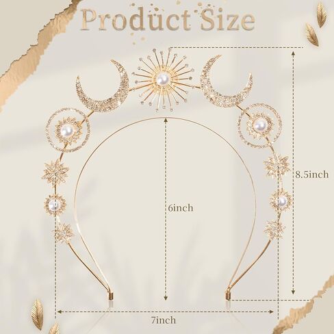 Oaoleer Halo Crown Moon Stars Goddess Crown for Women Girls, Halo Headband Tiaras Bridal Wedding Headpiece Halloween Headbands Cosplay in Kuwait