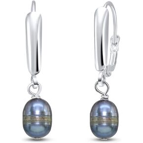 Sterling Silver Baroque White Cultured Freshwater Pearl Leverback Dangle Earrings for Women Girls