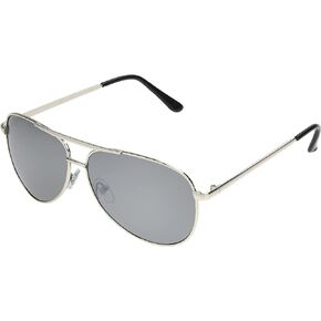 Panama Jack Men's Polarized Mirror Aviator Sunglasses, Shiny Silver, 53