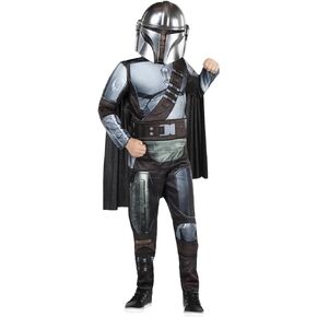Jazwares Star Wars Mandalorian BOYS Halloween Cosplay Costume Padded Jumpsuit, Detachable Cape, and Molded Half Mask