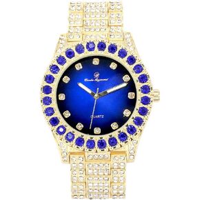 Charles Raymond Bling-ed Out Round Metal Mens Color on Blast Watch with Diamond Time Indicators - Ice on Fire!!! - ST10327DxxS