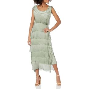 M Made in Italy Women's Frayed Silk Ruffle-Layered Maxi Dress in Kuwait