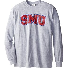 SMU Mustangs Vintage Circle College Long Sleeve Tee, Sport Grey, Medium