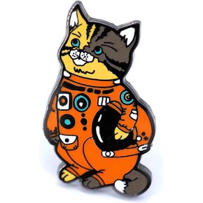 Astronaut Cat Enamel Pin Kitty In a Space Suit Holding a Space Helmet Cat Lovers
