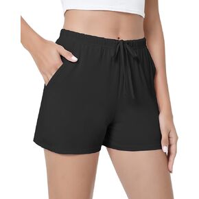 NACHILA Women's Pajamas Shorts Soft Bamboo Viscose Sleep Shorts Lounge Pants with Pockets S-XL