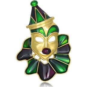 Mardi Gras Brooch Pins for Women Girls,Carnival Theme Broochs Mask Hat Crown Brooches Crystal Enamel Lapel Pins Vintage Creative Mardi Gras Brooch Pin for Mardi Gras Jewelry Gifts