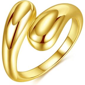 Lhyshl womens Rings Water Droplet Shaped Open Ring Gold Rings Mothers Ring Statement Rings For Women