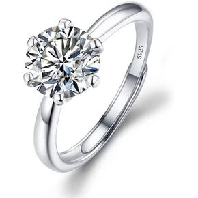 Moissanite rings for women，Wedding Ring, Classic 1ct Engagement Ring for Women, 925 Sterling Silver Diamond Ring with Certificate of Authenticity in Saudi Arabia