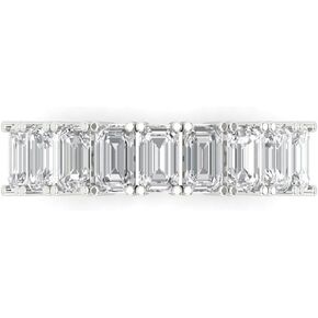 2.61 ct Brilliant Emerald Cut Clear Simulated Diamond 14k White Gold Eternity Wedding Engagement Promise anniversary Band