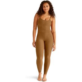 Beyond Yoga Spacedye Uplevel Midi Women’s Jumpsuit - Moisture-wicking - Polyester-lycra Blend - UV Protection Carmel Toffee Heather SM (US Women's 4-6) One Size